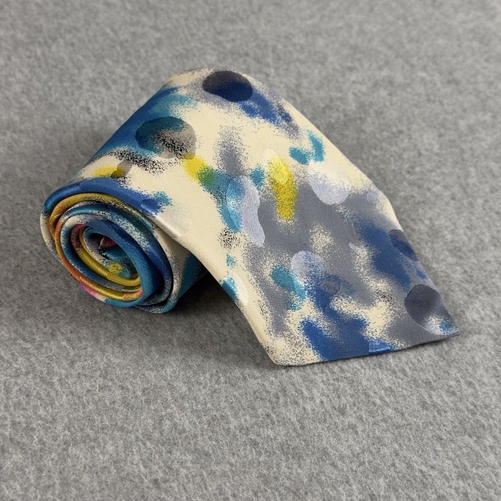 Vintage Serica Elite Silk Mens Tie Made Italy Abstract Paint Splatter 58x3.75"